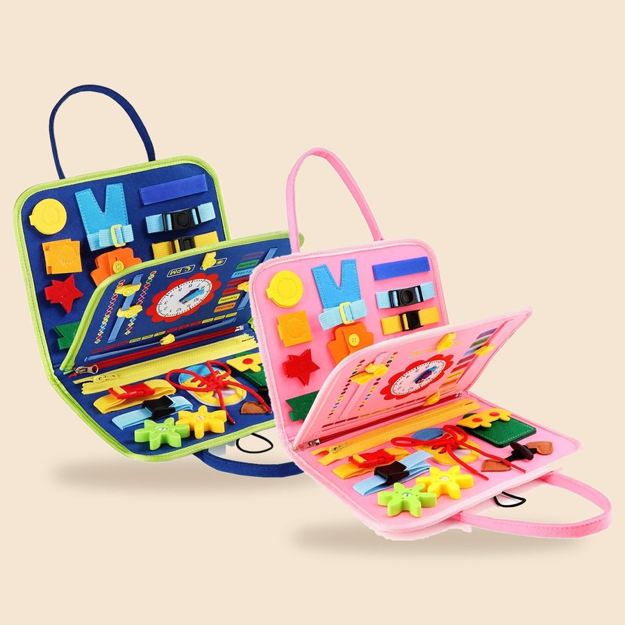 Nuvyli Montessori Activity Book in blue and pink
