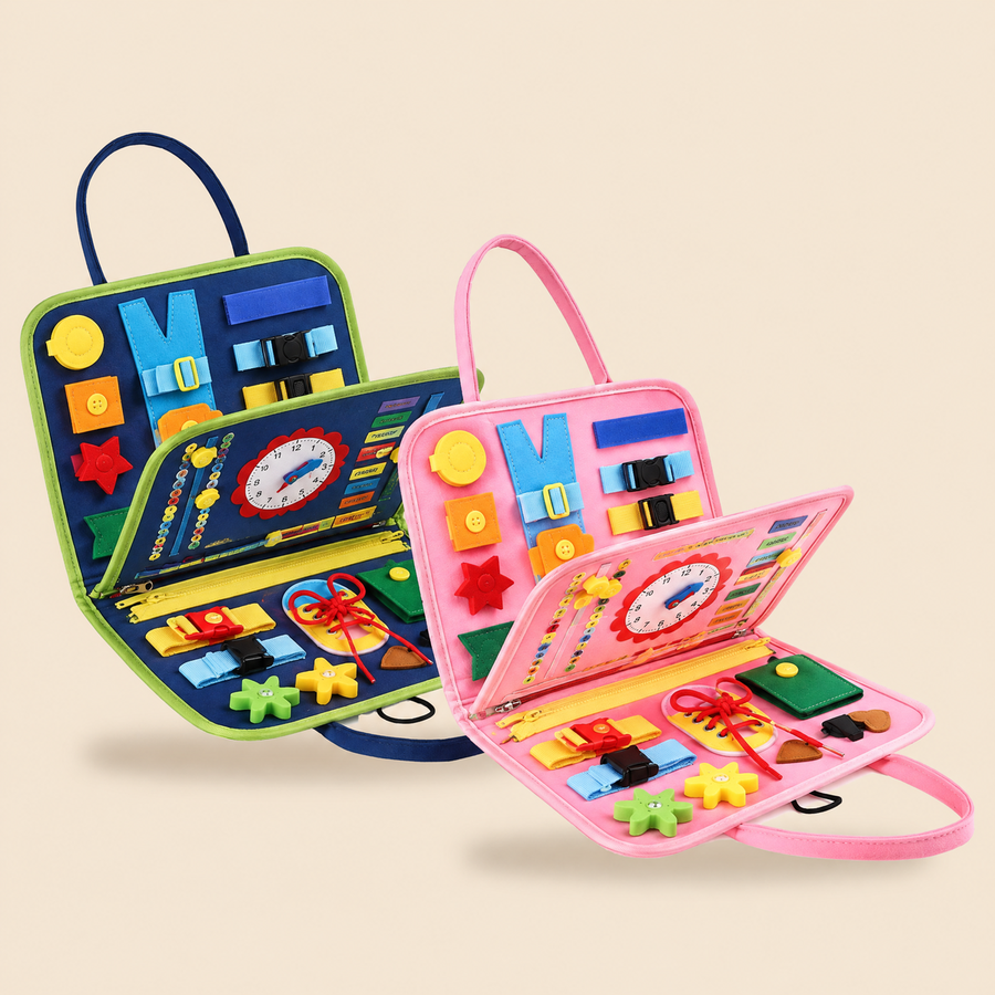 Nuvyli Montessori Activity Book in blue and pink
